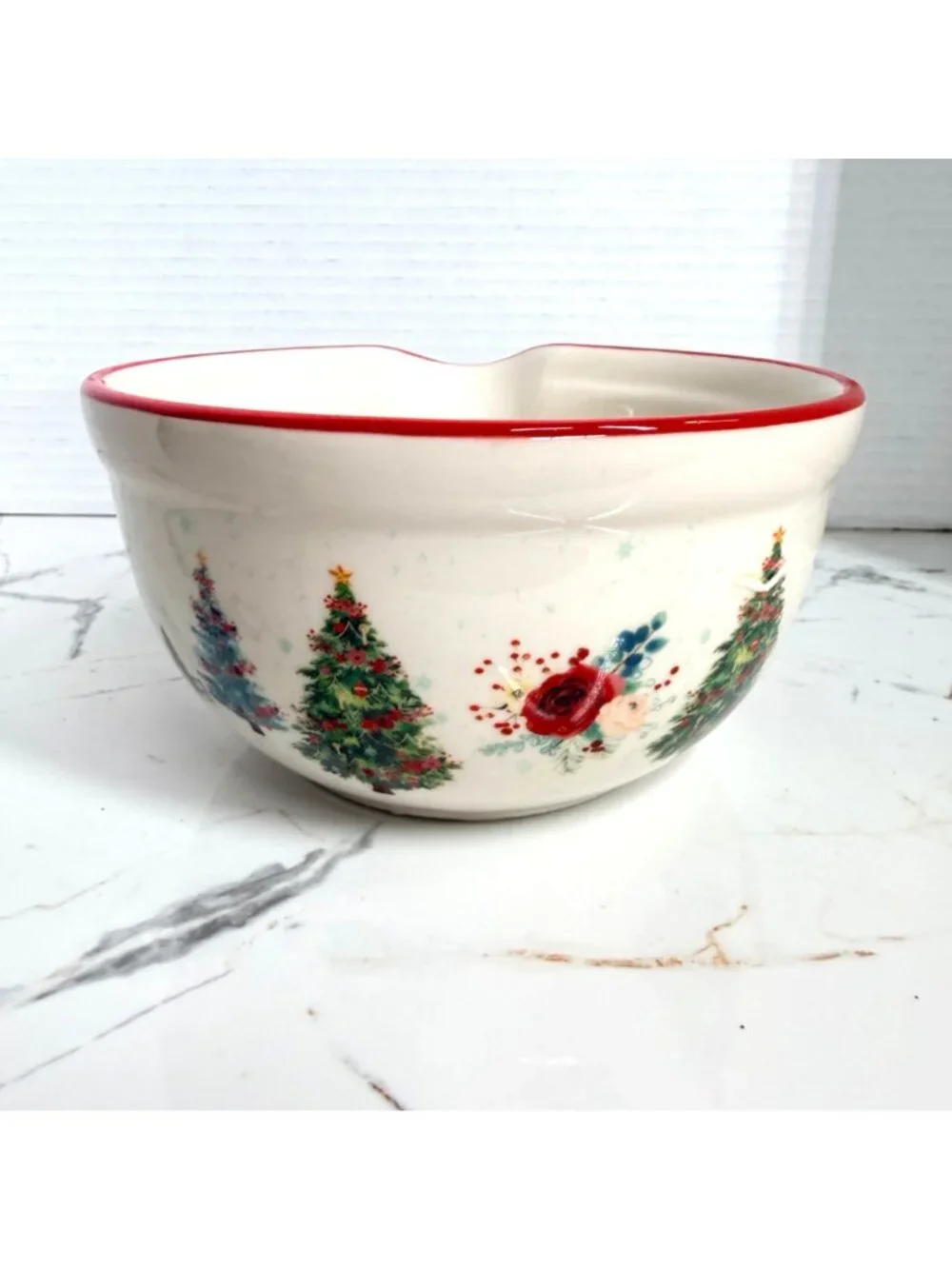 Pioneer Woman Wishful Winter Christmas Ceramic Mixing Bowl with Spout, small